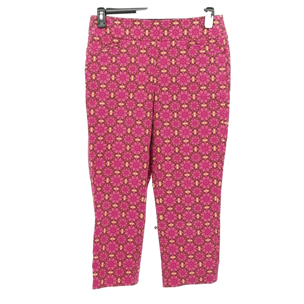 Soft Surroundings Pants SZ M Floral Psychedelic 60s Retro Maximalist Stretch